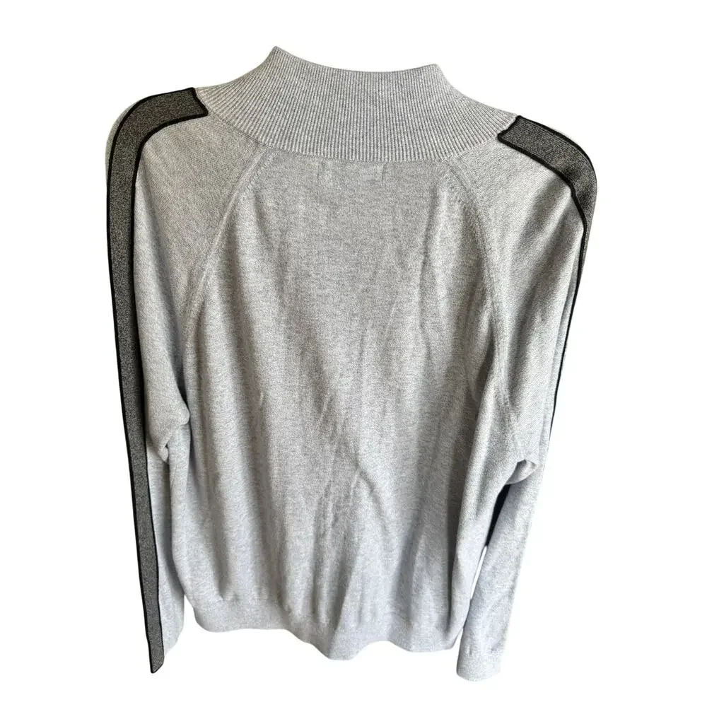 Banana Republic Mens Large Supima Cotton 1/4 Zip Sweater Gray Mock Neck Pullover